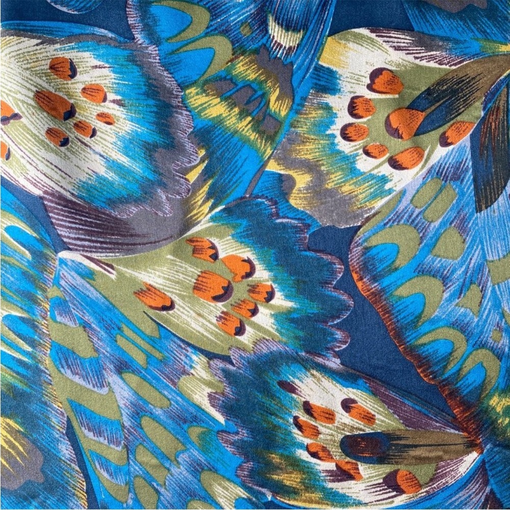 Gorgeous 100% Silk Dress Peacock Feather print midi dress - Picture 6 of 9